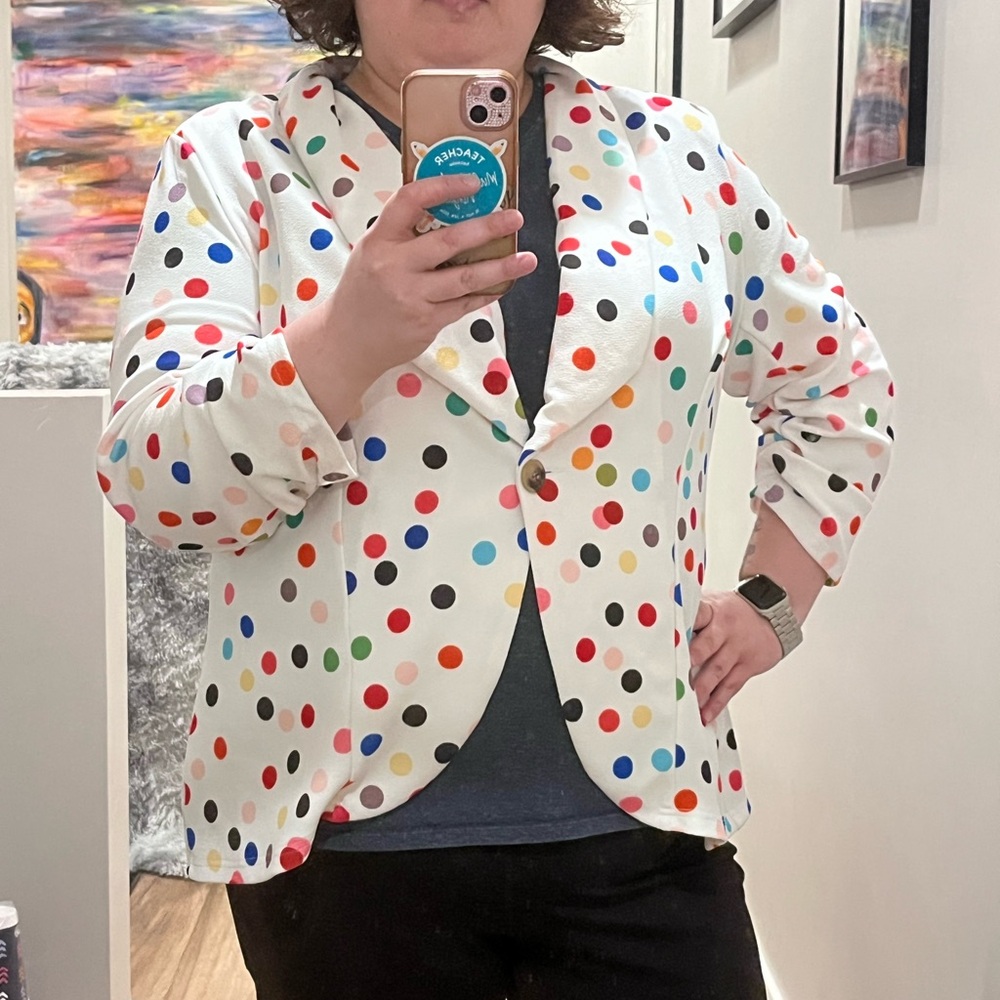 SHEIN Colorful Dot Pattern Blazer